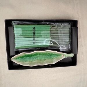 NEW Green Leaf Incense Holder with Lemongrass Incense Sticks